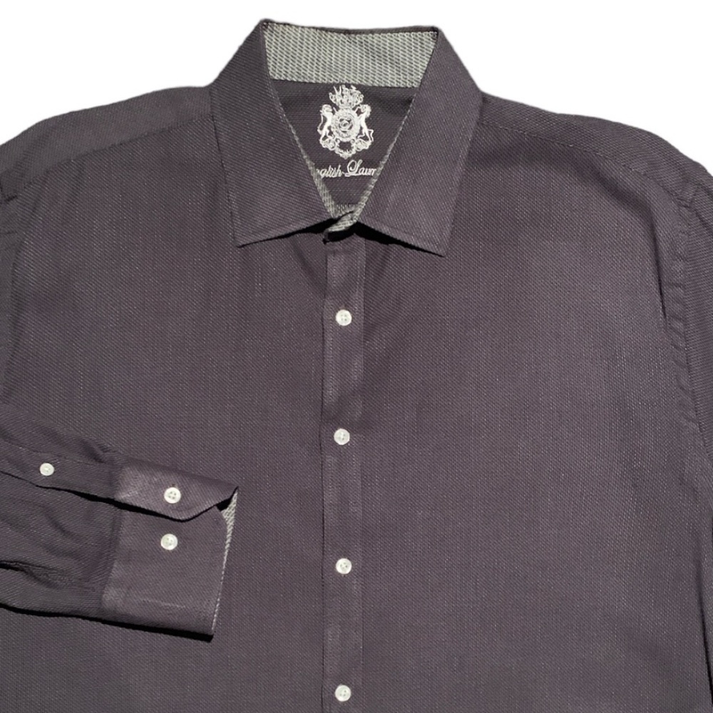 English Laundry Men's Dress Shirt Sz XL Charcoal Gray Cotton Elastane #47H